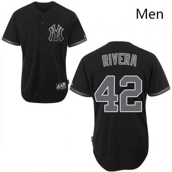Mens Majestic New York Yankees 42 Mariano Rivera Replica Black Fashion MLB Jersey